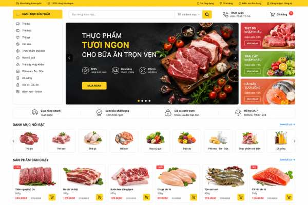 Mẫu giao diện web thực phẩm TP3